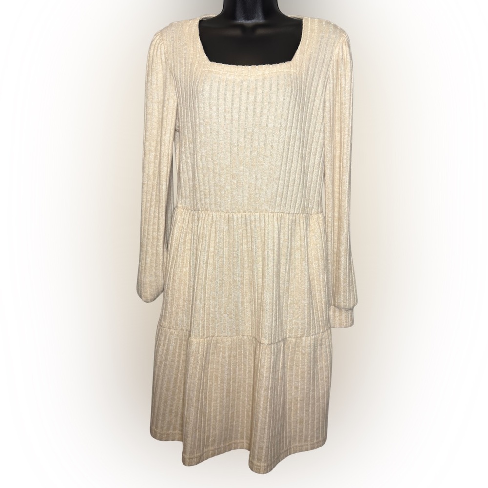 Chic Cream Long Sleeve Dress